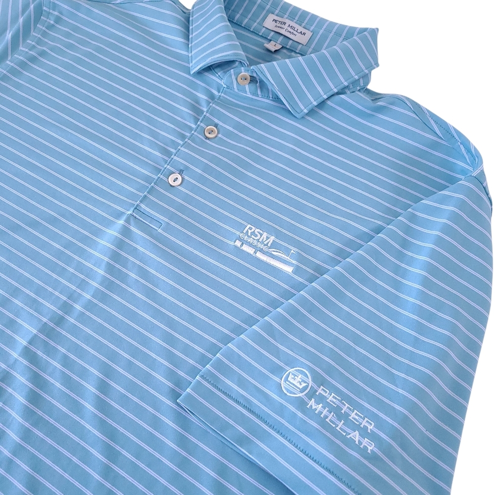 Peter Millar Summer Comfort Sea Island Striped Golf Polo Shirt L